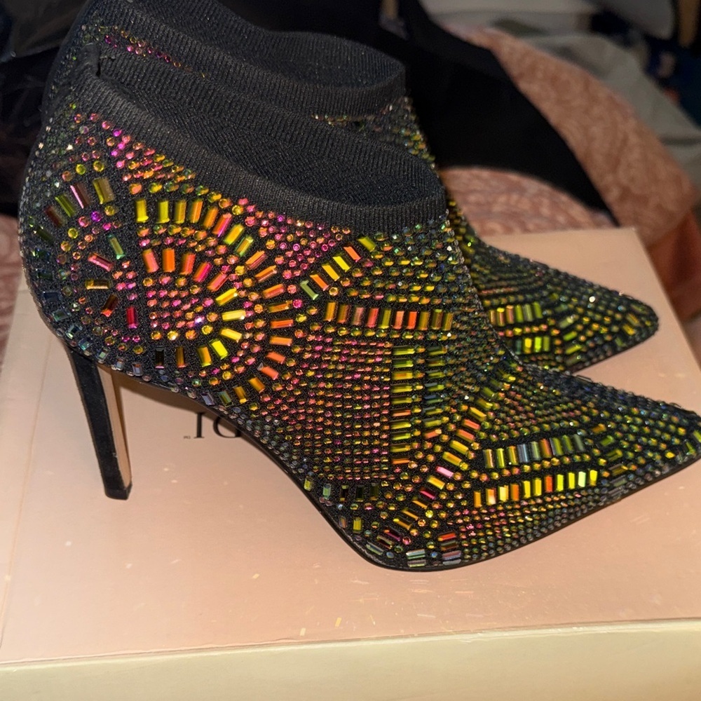 Thalia Sodi Black and Multicolor Embellished Heels - Picture 3 of 8